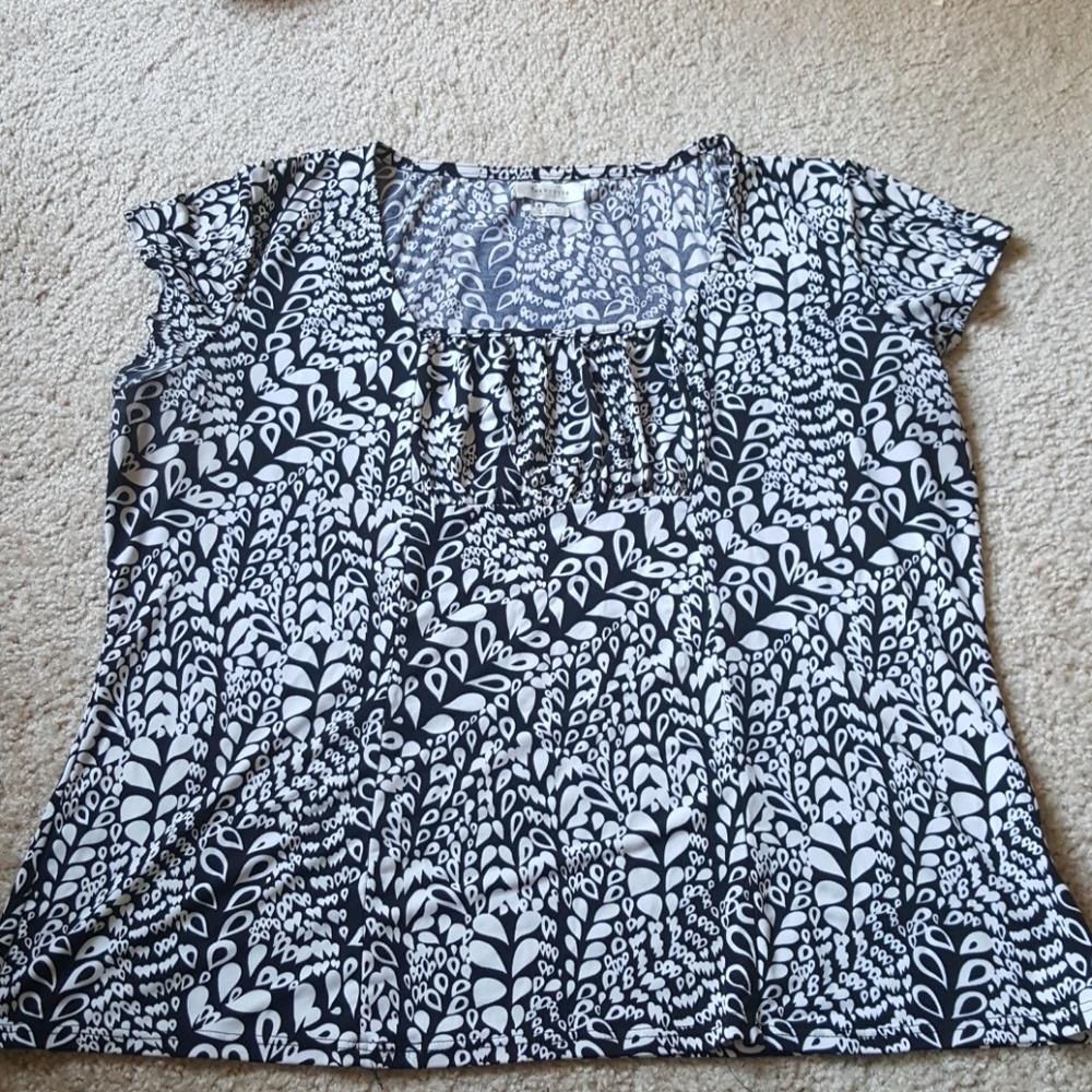 Van Husen Short Sleeve Square Neck Blouse